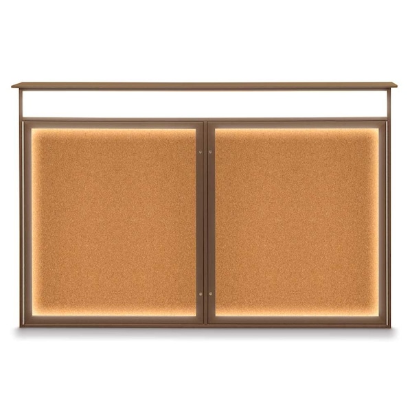96"x48" 2-Door Enclosed Outdoor Letterboard, Green Felt/Black